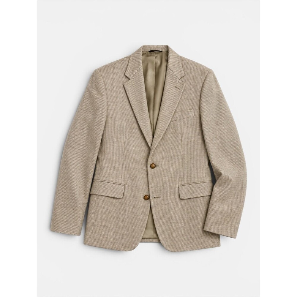 Vintage Rue Royale by Nino Cerruti Wool Blazer Tan Herringbone 40R Classic